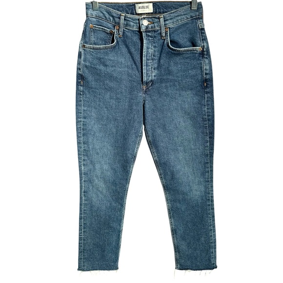 Agolde Riley High Rise Cropped Straight Leg Jeans - Picture 5 of 16